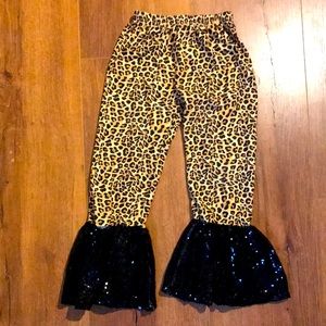 Girls leopard and sequin bell bottoms